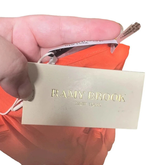 Ramy Brook Leila One Shoulder Smocked Mini Dress Red Orange Size Large - Picture 8 of 11